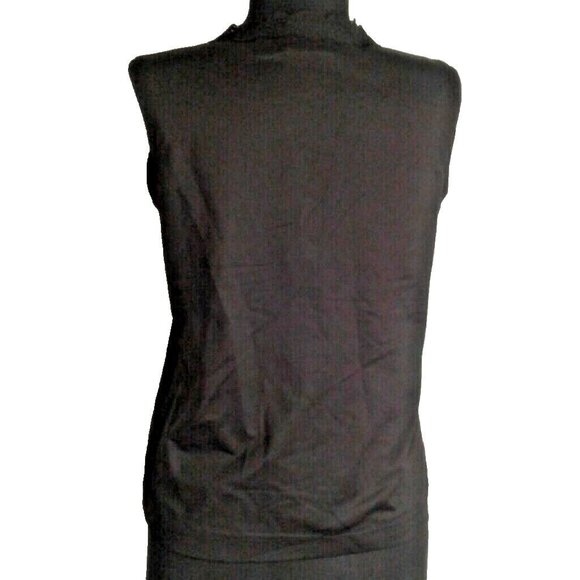 Chicos Size 1 M 8 Tank Top Black Sleeveless Lace Trimmed V Neck Stretch Layering - Picture 4 of 8